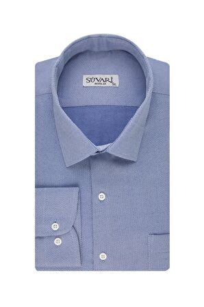 Süvari Bol Kesim Armür Desenli Gömlek Beyaz