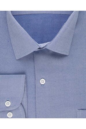 Süvari Bol Kesim Armür Desenli Gömlek Beyaz