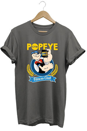 Temel Reis Popeye Gym Baskılı %100 Pamuk Basic T-shirt Normal Beden Tişört