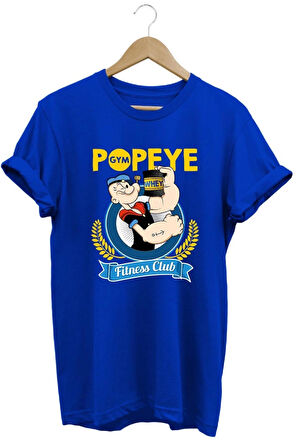 Temel Reis Popeye Gym Baskılı %100 Pamuk Basic T-shirt Normal Beden Tişört