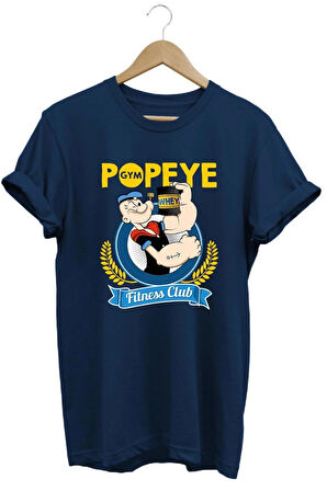Temel Reis Popeye Gym Baskılı %100 Pamuk Basic T-shirt Normal Beden Tişört