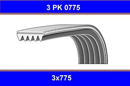 GMB 3PK0775 Kanallı Kayış Mitsubishi Nissan Toyota Renault Clio-Renault 19 1.4 Enjeksiyonlu 