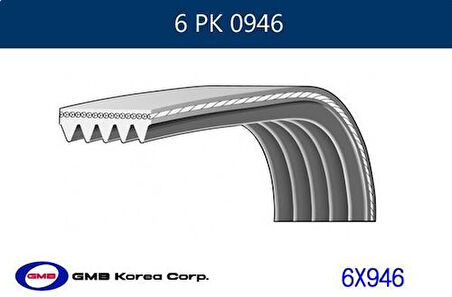 GMB 6PK0946 Kanallı Kayış Audi Citroen Ferrari Fiat Honda Isuzu Peugeot Seat Skoda Volkswagen 