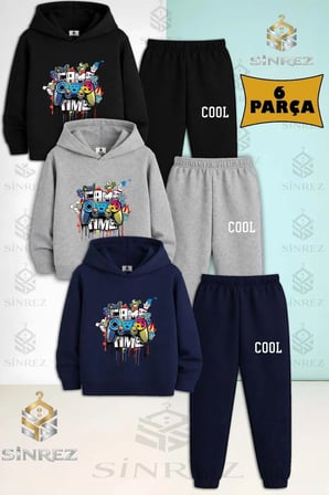 Çocuk Unısex GAME TIME COOL 3'Lü Kapşonlu Eşofman Takımı