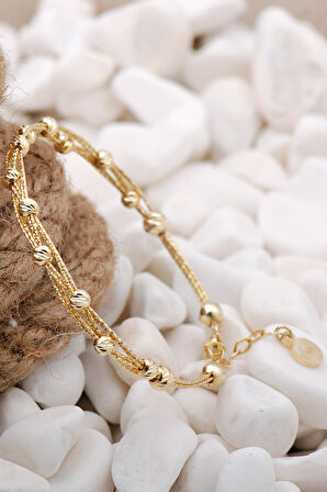 Dorissa Altın Yaldızlı Örgü Gümüş Bilezik 01