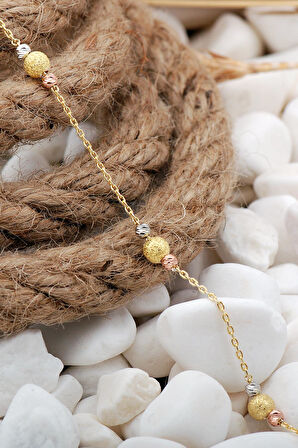 Dorissa Altın Yaldızlı Rose Rodyumlu Gümüş Bileklik 19