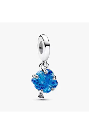 Gümüş Mavi Murano Aile Ağacı Charm