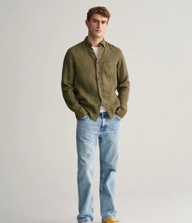 Gant Erkek Slim Fit Keten Gömlek