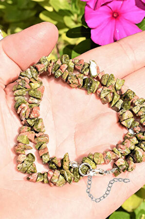 Sertifikalı Doğal Unakit Kırık Taşlı Kolye