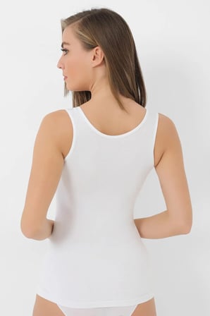 Delux Serisi Kadın Bambu Kalın Askılı Atlet Beyaz 2'li Paket Hediyelik Pijama Giyim