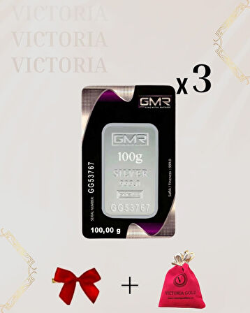 Sertifikalı 3 Adet 100gr külçe gümüş 999 ayar