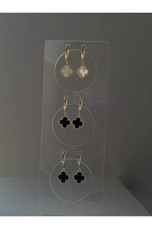 925 Ayar Gümüş 12 mm Yonca Sallantılı Halka Küpe