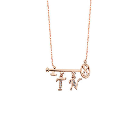 Harem Altın Harfli Sonsuz Aşkın Anahtarı Gümüş Kolye GMS1407