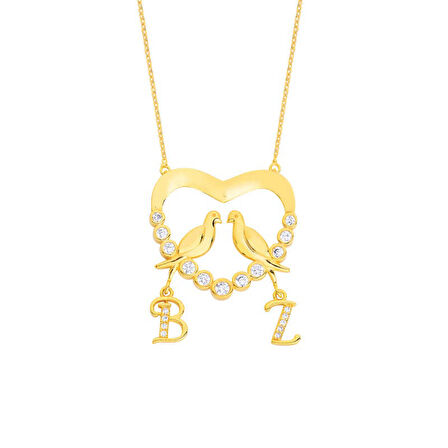 Harem Altın Su Yolu Kalpli Harfli Gümüş Kolye  GMS1620