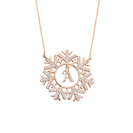 Kar Tanesi Harfli Gümüş Kolye  GMS1630