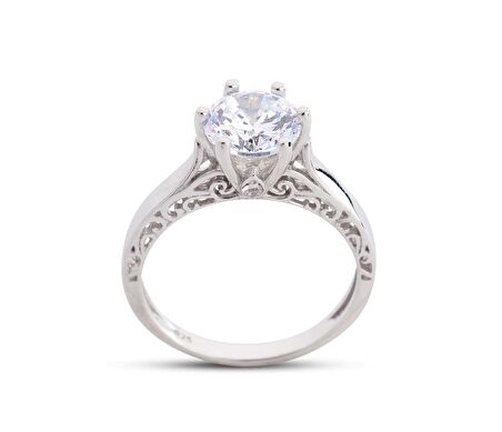 Altı Tırnak Barok Beyaz Yüzük GMS168