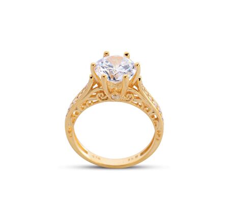 Barok Montür Tektaş Altın Rengi Yüzük GMS171