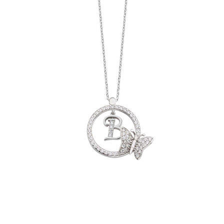 Kelebek Harfli Gümüş Kolye  GMS1730