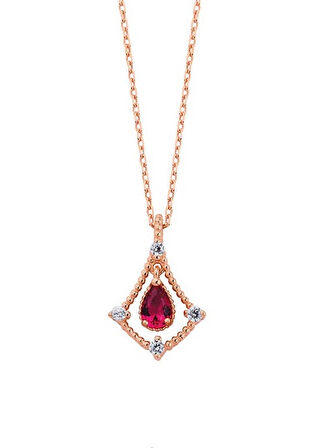 Safir Taşlı Sallantılı Damla Gümüş Kolye GMS1821