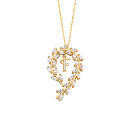 Çiçek Tacı Harfli Gümüş Kolye GMS889