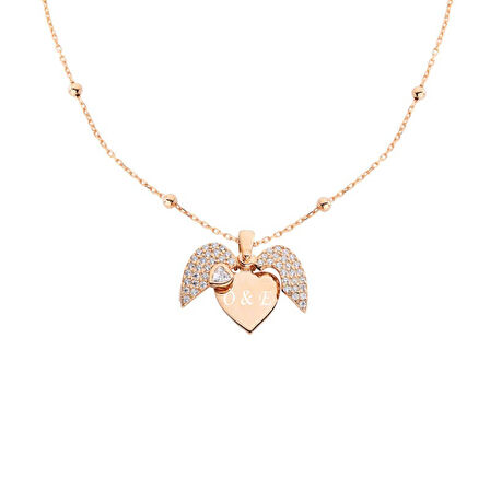 Kalp Motifli Harfli Gümüş Kolye GMS896