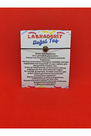 Sertifikalı Doğal Taş Labradorit Taşı Bileklik Ayarlamalı Ipli