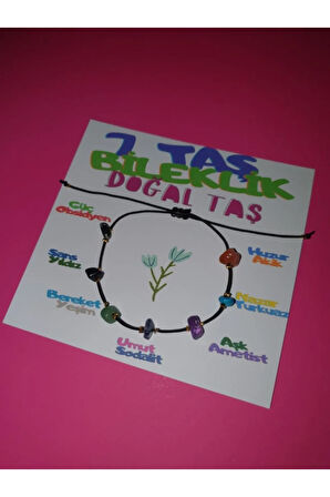 Sertifikalı 7 Taş Bileklik Doğal Taş Ip Bileklik