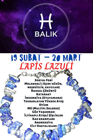 Sertifikalı Balık Burcu Lapis Lazuli Burç Bilekliği