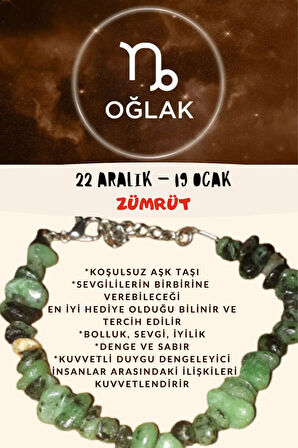 Sertifikalı Burç Taşı Oğlak Burcu Zümrüt Taşı Bileklik