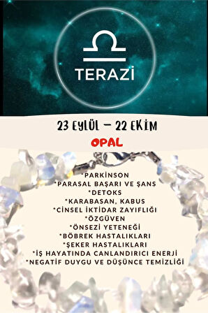 Sertifikalı Burç Taşı Terazi Burcu Opal Taşı Bileklik