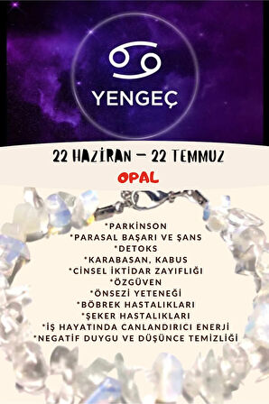Sertifikalı Burç Taşı Yengeç Burcu Opal Taşı Bileklik