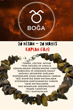 Sertifikalı Burç Taşı Boğa Burcu Kaplan Gözü Taşı Bileklik