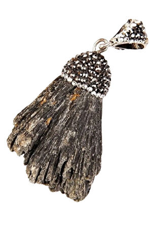 Sertifikalı Kyanit Taşı Kalite Zirkon Işlemeli Doğal Taş Kolye