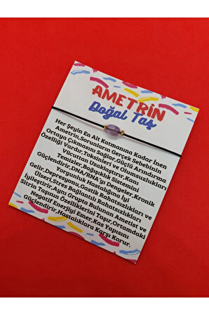 Sertifikalı Ametrin Doğal Taş Ip Ayarlamalı Bileklik