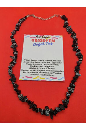 Sertifikalı Obsidyen Taşı Doğal Taş Kolye