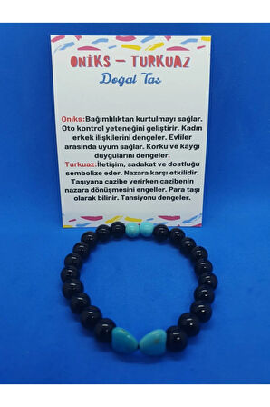 Sertifikalı Oniks Turkuaz Taşı Tasarım Bileklik