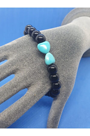 Sertifikalı Oniks Turkuaz Taşı Tasarım Bileklik