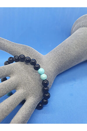 Sertifikalı Oniks Turkuaz Taşı Tasarım Bileklik