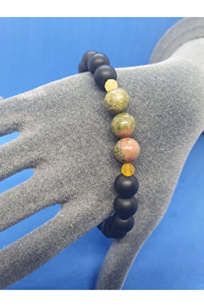 Sertifikalı Unakit Akik Oniks Taşı Tasarım Bileklik