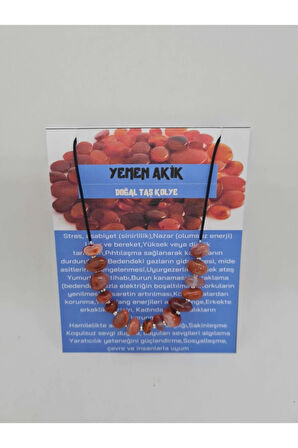 Sertifikalı Yemen Akik Doğal Taş Ayarlamalı Kolye