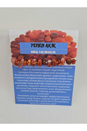 Sertifikalı Doğal Yemen Akik Taşı Bileklik Doğal Taş