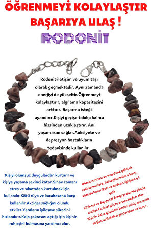 Sertifikalı Doğal Taş Rodonit Doğal Taş Bileklik