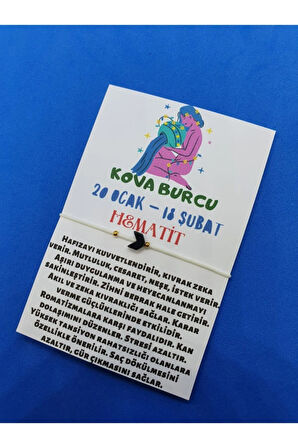 Sertifikalı Kova Burcu Hematit Doğal Taş Ip Burç Bilekliği