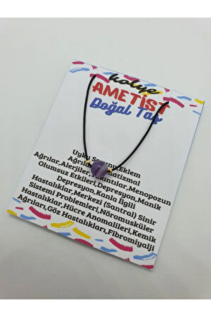 Sertifikalı Ametist Taşı Kolye Ayarlanabilir Orijinal Doğal Taş Çok Fonksiyonlu Kolye