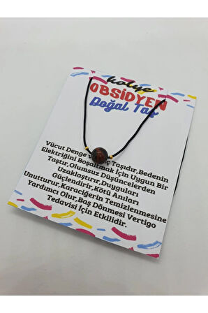 Sertifikalı Obsidyen Taşı Kolye Ayarlanabilir Orijinal Doğal Taş Çok Fonksiyonlu Kolye