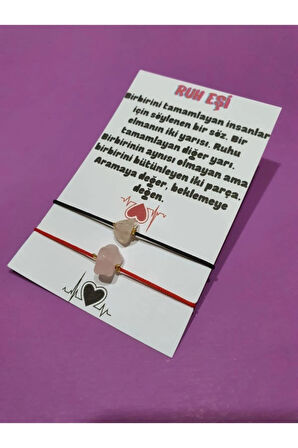 Sertifikalı Ruh Eşi Pembe Kuvars Doğal Taşlı Ip Bileklik