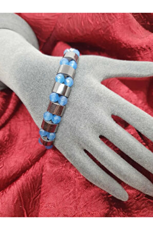 Sertifikalı Doğal Hematit Akik Taşı Rolex Bileklik