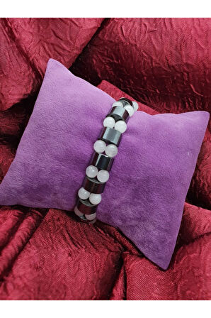 Sertifikalı Doğal Pembe Kuvars Hematit Taşı Rolex Bileklik