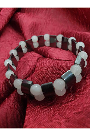 Sertifikalı Doğal Pembe Kuvars Hematit Taşı Rolex Bileklik