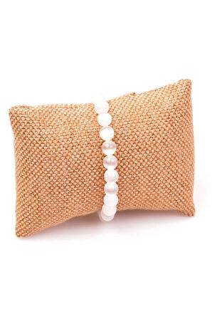 Sertifikalı Doğal Selenit Taşı Bileklik Orijinal Doğal Taş 8 Mm